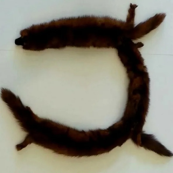 Genuine Vintage Mink Pelt Stole Three Full Body Real Fur Red/Brown Wrap Shawl - Picture 7 of 13